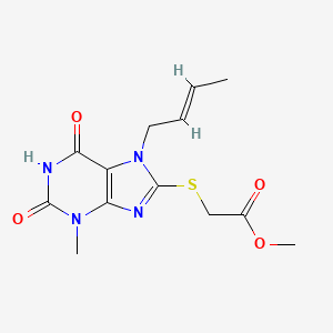 methyl 2-({7-[(2E)-but-2-en-1-yl]-3-methyl-2,6-dioxo-2,3,6,7-tetrahydro-1H-purin-8-yl}sulfanyl)acetate
