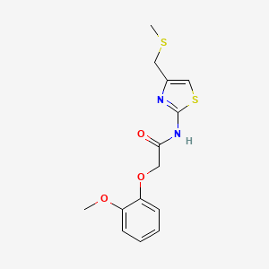 molecular formula C14H16N2O3S2 B6496729 2-(2-methoxyphenoxy)-N-{4-[(methylsulfanyl)methyl]-1,3-thiazol-2-yl}acetamide CAS No. 941915-79-3