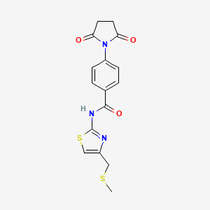 molecular formula C16H15N3O3S2 B6496743 4-(2,5-dioxopyrrolidin-1-yl)-N-{4-[(methylsulfanyl)methyl]-1,3-thiazol-2-yl}benzamide CAS No. 955821-66-6