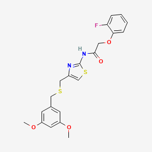 molecular formula C21H21FN2O4S2 B6496748 N-[4-({[(3,5-dimethoxyphenyl)methyl]sulfanyl}methyl)-1,3-thiazol-2-yl]-2-(2-fluorophenoxy)acetamide CAS No. 941915-97-5