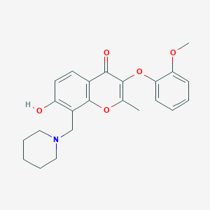 molecular formula C23H25NO5 B6496782 7-hydroxy-3-(2-methoxyphenoxy)-2-methyl-8-[(piperidin-1-yl)methyl]-4H-chromen-4-one CAS No. 637751-95-2