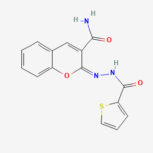 molecular formula C15H11N3O3S B6496783 (2E)-2-{[(thiophen-2-yl)formamido]imino}-2H-chromene-3-carboxamide CAS No. 380352-40-9