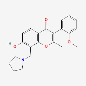 molecular formula C22H23NO4 B6496792 7-hydroxy-3-(2-methoxyphenyl)-2-methyl-8-[(pyrrolidin-1-yl)methyl]-4H-chromen-4-one CAS No. 637753-62-9