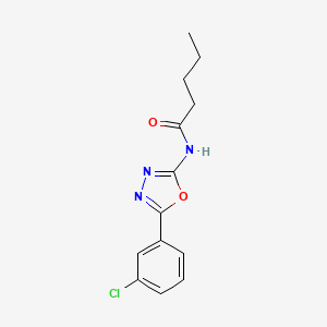 molecular formula C13H14ClN3O2 B6496926 N-[5-(3-chlorophenyl)-1,3,4-oxadiazol-2-yl]pentanamide CAS No. 952864-45-8