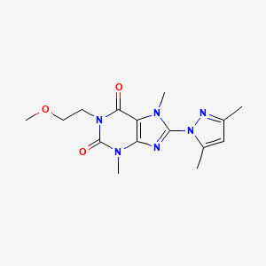 B6496975 8-(3,5-dimethyl-1H-pyrazol-1-yl)-1-(2-methoxyethyl)-3,7-dimethyl-2,3,6,7-tetrahydro-1H-purine-2,6-dione CAS No. 1014092-10-4