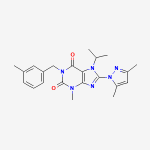 molecular formula C22H26N6O2 B6496976 8-(3,5-dimethyl-1H-pyrazol-1-yl)-3-methyl-1-[(3-methylphenyl)methyl]-7-(propan-2-yl)-2,3,6,7-tetrahydro-1H-purine-2,6-dione CAS No. 1013989-57-5