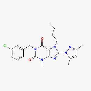 7-butyl-1-[(3-chlorophenyl)methyl]-8-(3,5-dimethyl-1H-pyrazol-1-yl)-3-methyl-2,3,6,7-tetrahydro-1H-purine-2,6-dione