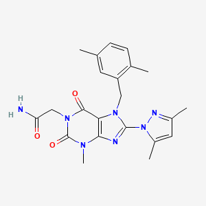 molecular formula C22H25N7O3 B6496993 2-[8-(3,5-dimethyl-1H-pyrazol-1-yl)-7-[(2,5-dimethylphenyl)methyl]-3-methyl-2,6-dioxo-2,3,6,7-tetrahydro-1H-purin-1-yl]acetamide CAS No. 1013968-16-5