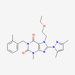 molecular formula C23H28N6O3 B6497003 8-(3,5-dimethyl-1H-pyrazol-1-yl)-7-(2-ethoxyethyl)-3-methyl-1-[(2-methylphenyl)methyl]-2,3,6,7-tetrahydro-1H-purine-2,6-dione CAS No. 1013991-62-2