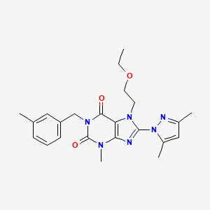 molecular formula C23H28N6O3 B6497011 8-(3,5-dimethyl-1H-pyrazol-1-yl)-7-(2-ethoxyethyl)-3-methyl-1-[(3-methylphenyl)methyl]-2,3,6,7-tetrahydro-1H-purine-2,6-dione CAS No. 1013991-69-9