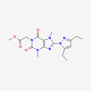 molecular formula C17H22N6O4 B6497054 methyl 2-[8-(3,5-diethyl-1H-pyrazol-1-yl)-3,7-dimethyl-2,6-dioxo-2,3,6,7-tetrahydro-1H-purin-1-yl]acetate CAS No. 1014031-26-5