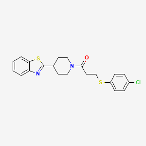 molecular formula C21H21ClN2OS2 B6497058 1-[4-(1,3-benzothiazol-2-yl)piperidin-1-yl]-3-[(4-chlorophenyl)sulfanyl]propan-1-one CAS No. 952845-63-5