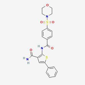 molecular formula C22H21N3O5S2 B6497068 2-[4-(morpholine-4-sulfonyl)benzamido]-5-phenylthiophene-3-carboxamide CAS No. 952869-64-6