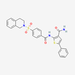 molecular formula C27H23N3O4S2 B6497086 5-phenyl-2-[4-(1,2,3,4-tetrahydroisoquinoline-2-sulfonyl)benzamido]thiophene-3-carboxamide CAS No. 952815-32-6