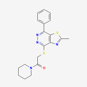 molecular formula C19H20N4OS2 B6497104 2-({2-methyl-7-phenyl-[1,3]thiazolo[4,5-d]pyridazin-4-yl}sulfanyl)-1-(piperidin-1-yl)ethan-1-one CAS No. 946228-38-2