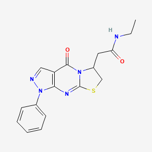 N-ethyl-2-{2-oxo-6-phenyl-10-thia-1,5,6,8-tetraazatricyclo[7.3.0.0^{3,7}]dodeca-3(7),4,8-trien-12-yl}acetamide
