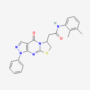 N-(2,3-dimethylphenyl)-2-{2-oxo-6-phenyl-10-thia-1,5,6,8-tetraazatricyclo[7.3.0.0^{3,7}]dodeca-3(7),4,8-trien-12-yl}acetamide