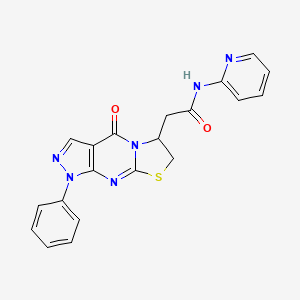 2-{2-oxo-6-phenyl-10-thia-1,5,6,8-tetraazatricyclo[7.3.0.0^{3,7}]dodeca-3(7),4,8-trien-12-yl}-N-(pyridin-2-yl)acetamide