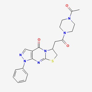 molecular formula C21H22N6O3S B6497141 12-[2-(4-acetylpiperazin-1-yl)-2-oxoethyl]-6-phenyl-10-thia-1,5,6,8-tetraazatricyclo[7.3.0.0^{3,7}]dodeca-3(7),4,8-trien-2-one CAS No. 952828-70-5