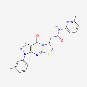 2-[6-(3-methylphenyl)-2-oxo-10-thia-1,5,6,8-tetraazatricyclo[7.3.0.0^{3,7}]dodeca-3(7),4,8-trien-12-yl]-N-(6-methylpyridin-2-yl)acetamide