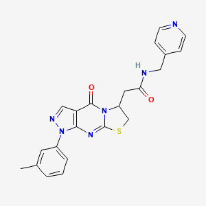 molecular formula C22H20N6O2S B6497151 2-[6-(3-methylphenyl)-2-oxo-10-thia-1,5,6,8-tetraazatricyclo[7.3.0.0^{3,7}]dodeca-3(7),4,8-trien-12-yl]-N-[(pyridin-4-yl)methyl]acetamide CAS No. 952852-86-7