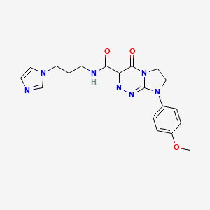 molecular formula C19H21N7O3 B6497204 N-[3-(1H-imidazol-1-yl)propyl]-8-(4-methoxyphenyl)-4-oxo-4H,6H,7H,8H-imidazo[2,1-c][1,2,4]triazine-3-carboxamide CAS No. 946311-30-4