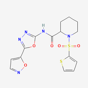molecular formula C15H15N5O5S2 B6497278 N-[5-(1,2-oxazol-5-yl)-1,3,4-oxadiazol-2-yl]-1-(thiophene-2-sulfonyl)piperidine-2-carboxamide CAS No. 1048679-68-0