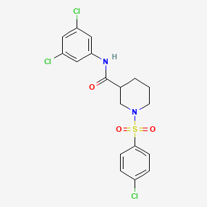 molecular formula C18H17Cl3N2O3S B6497368 1-(4-chlorobenzenesulfonyl)-N-(3,5-dichlorophenyl)piperidine-3-carboxamide CAS No. 952835-59-5