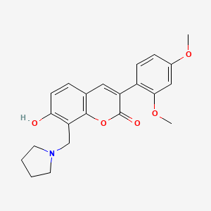 molecular formula C22H23NO5 B6497375 3-(2,4-dimethoxyphenyl)-7-hydroxy-8-[(pyrrolidin-1-yl)methyl]-2H-chromen-2-one CAS No. 859671-36-6