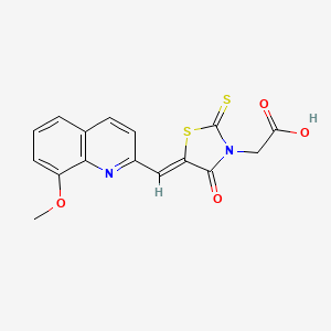 2-[(5Z)-5-[(8-methoxyquinolin-2-yl)methylidene]-4-oxo-2-sulfanylidene-1,3-thiazolidin-3-yl]acetic acid