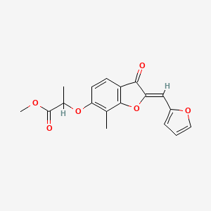 molecular formula C18H16O6 B6497406 methyl 2-{[(2Z)-2-[(furan-2-yl)methylidene]-7-methyl-3-oxo-2,3-dihydro-1-benzofuran-6-yl]oxy}propanoate CAS No. 896853-49-9