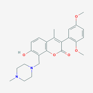 molecular formula C24H28N2O5 B6497481 3-(2,5-dimethoxyphenyl)-7-hydroxy-4-methyl-8-[(4-methylpiperazin-1-yl)methyl]-2H-chromen-2-one CAS No. 864762-81-2