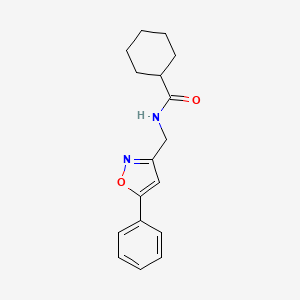 molecular formula C17H20N2O2 B6497502 N-[(5-phenyl-1,2-oxazol-3-yl)methyl]cyclohexanecarboxamide CAS No. 953203-50-4