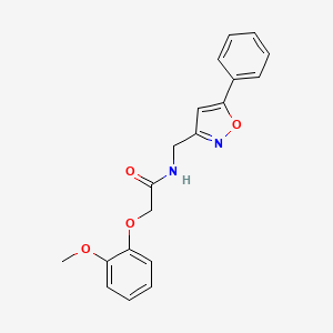 molecular formula C19H18N2O4 B6497522 2-(2-methoxyphenoxy)-N-[(5-phenyl-1,2-oxazol-3-yl)methyl]acetamide CAS No. 953007-81-3