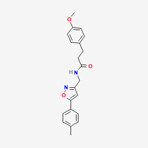 molecular formula C21H22N2O3 B6497565 3-(4-methoxyphenyl)-N-{[5-(4-methylphenyl)-1,2-oxazol-3-yl]methyl}propanamide CAS No. 946210-31-7