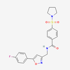molecular formula C21H20FN3O4S B6497613 N-{[5-(4-fluorophenyl)-1,2-oxazol-3-yl]methyl}-4-(pyrrolidine-1-sulfonyl)benzamide CAS No. 953252-11-4