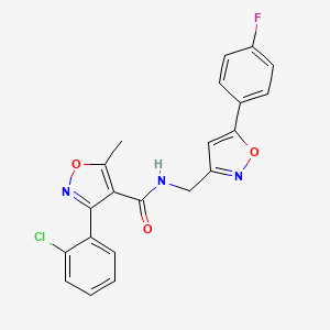 molecular formula C21H15ClFN3O3 B6497615 3-(2-chlorophenyl)-N-{[5-(4-fluorophenyl)-1,2-oxazol-3-yl]methyl}-5-methyl-1,2-oxazole-4-carboxamide CAS No. 952967-73-6