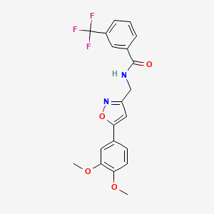 molecular formula C20H17F3N2O4 B6497663 N-{[5-(3,4-dimethoxyphenyl)-1,2-oxazol-3-yl]methyl}-3-(trifluoromethyl)benzamide CAS No. 953233-05-1