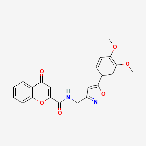 molecular formula C22H18N2O6 B6497673 N-{[5-(3,4-dimethoxyphenyl)-1,2-oxazol-3-yl]methyl}-4-oxo-4H-chromene-2-carboxamide CAS No. 953233-77-7