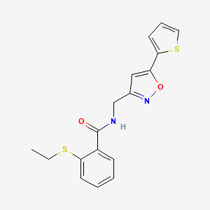 molecular formula C17H16N2O2S2 B6497720 2-(ethylsulfanyl)-N-{[5-(thiophen-2-yl)-1,2-oxazol-3-yl]methyl}benzamide CAS No. 952997-08-9