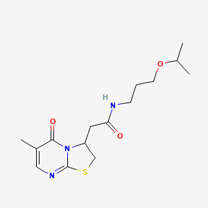 molecular formula C15H23N3O3S B6497768 2-{6-methyl-5-oxo-2H,3H,5H-[1,3]thiazolo[3,2-a]pyrimidin-3-yl}-N-[3-(propan-2-yloxy)propyl]acetamide CAS No. 953206-70-7