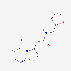 molecular formula C14H19N3O3S B6497776 2-{6-methyl-5-oxo-2H,3H,5H-[1,3]thiazolo[3,2-a]pyrimidin-3-yl}-N-[(oxolan-2-yl)methyl]acetamide CAS No. 952966-43-7