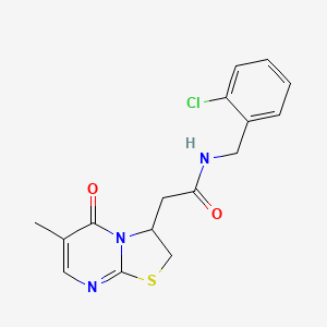 molecular formula C16H16ClN3O2S B6497780 N-[(2-chlorophenyl)methyl]-2-{6-methyl-5-oxo-2H,3H,5H-[1,3]thiazolo[3,2-a]pyrimidin-3-yl}acetamide CAS No. 953228-15-4