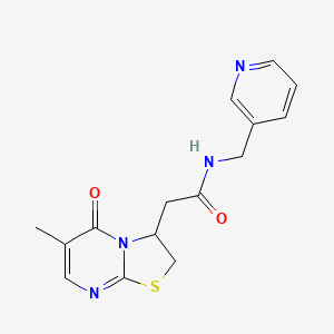 2-{6-methyl-5-oxo-2H,3H,5H-[1,3]thiazolo[3,2-a]pyrimidin-3-yl}-N-[(pyridin-3-yl)methyl]acetamide