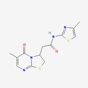 molecular formula C13H14N4O2S2 B6497799 N-(4-methyl-1,3-thiazol-2-yl)-2-{6-methyl-5-oxo-2H,3H,5H-[1,3]thiazolo[3,2-a]pyrimidin-3-yl}acetamide CAS No. 953015-39-9