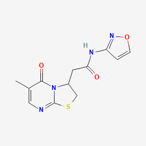 molecular formula C12H12N4O3S B6497806 2-{6-methyl-5-oxo-2H,3H,5H-[1,3]thiazolo[3,2-a]pyrimidin-3-yl}-N-(1,2-oxazol-3-yl)acetamide CAS No. 953229-04-4