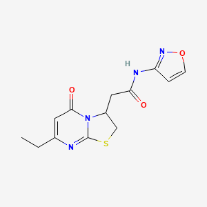 molecular formula C13H14N4O3S B6497819 2-{7-ethyl-5-oxo-2H,3H,5H-[1,3]thiazolo[3,2-a]pyrimidin-3-yl}-N-(1,2-oxazol-3-yl)acetamide CAS No. 953185-00-7