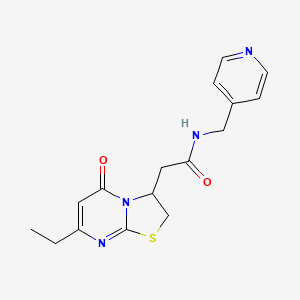 molecular formula C16H18N4O2S B6497827 2-{7-ethyl-5-oxo-2H,3H,5H-[1,3]thiazolo[3,2-a]pyrimidin-3-yl}-N-[(pyridin-4-yl)methyl]acetamide CAS No. 953009-52-4