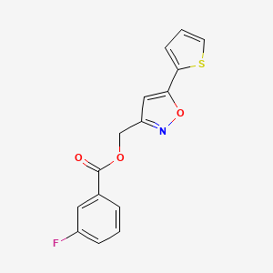 molecular formula C15H10FNO3S B6497997 [5-(thiophen-2-yl)-1,2-oxazol-3-yl]methyl 3-fluorobenzoate CAS No. 880404-60-4