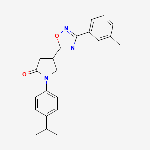 molecular formula C22H23N3O2 B6498068 4-[3-(3-methylphenyl)-1,2,4-oxadiazol-5-yl]-1-[4-(propan-2-yl)phenyl]pyrrolidin-2-one CAS No. 941961-46-2